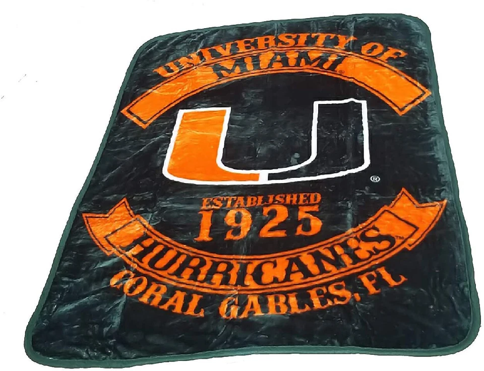 Manta de felpa Miami Hurricanes, 60”x80” - MANTA NCAA cálida y suave Foto 1 de 1