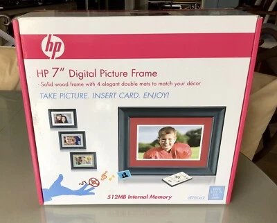 NEW HP 7" Solid Wood Digital Picture Frame Remote df780a2 2GB Memory - Image 1 of 4