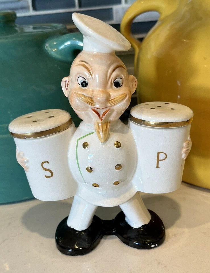 VINTAGE 1957 CERAMIC CHEF PIERRE with SALT AND PEPPER SHAKERS - Image 1 of 4