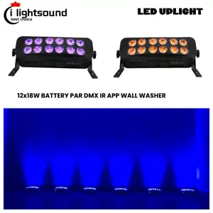 2 piezas 12X18w RGBWA UV 6 en 1 escenario lavado pared led inalámbrico uplight batería wifi par - Imagen 1 de 11