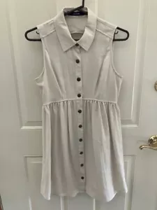 Ark & Co. Women's Juniors Dress Size S Linen Look Tan Open Back - Picture 1 of 4