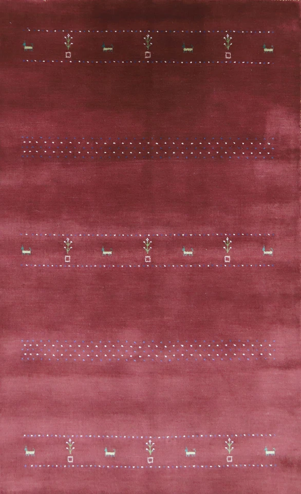 Red Traditional Gabbeh Rug Hand-knotted Wool Rug 5x8 ft. - Image 1 of 4