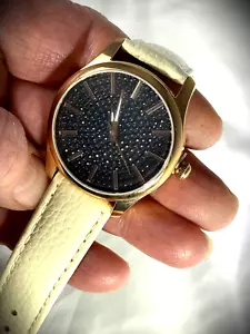 Bronzo Italia Rose-tone Black Spinel Watch with Cream Leather Strap Italy - Picture 1 of 7