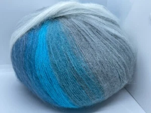 Angora Design 61203 Turquoise Blue Grey White Ice Yarn Acr Angora Wool 100g 601y - Picture 1 of 7