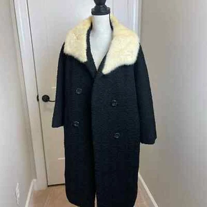 L. Frank Co. Washington Vintage 1950er Jahre Nerzfell Kragen Schaukelmantel Jacke S M - Bild 1 von 12