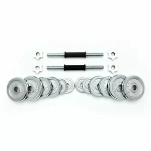 20Kg Cast Iron Dumbbells Set Fitness Training Weights Gym Biceps Viper Chrome - Picture 1 of 3