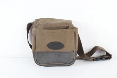Bandolera de colección Cabelas deletreada de cuero con adornos de lona bolsa de herramientas bolsa de municiones Foto 1 de 4