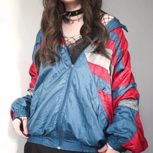 Vintage blue and red windbreaker jacket - Size Large Mens - Picture 1 of 4