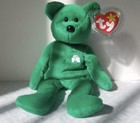 ty beanie baby retired erin bear irish green shamrock RARE