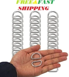 Stainless Steel Welded Heavy D-Rings for Hand DIY Accessories Bags 30Pcs 1inch - Picture 1 of 6