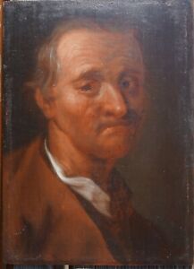 Mann mit Facialisparese, Gesichtslähmung um 1780, Öl auf Holz