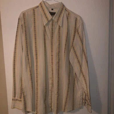 BEN SHERMAN BEIGE/CREAM Men Casual Shirt LONG SLEEVE PRE-OWNED XXL Foto 1 de 4