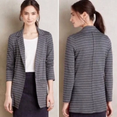 Dolan Left Coast Collection Womens Blazer Sz XS Gray White Striped Anthropologie - Image 1 of 4