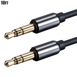 10FT Auxiliary AUX 3.5mm 1/8" TRS Male to Male Stereo Audio Cable Cord Gold Plug - Picture 1 of 5