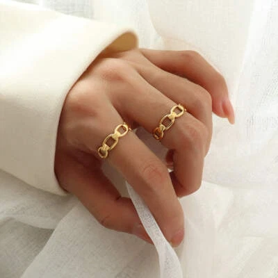 Titanium Steel Gold-Plated Adjustable Ring - Imagem 1 de 4