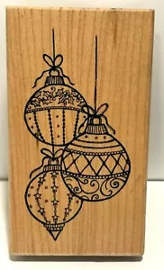 GREAT IMPRESSIONS H112 ORNAMENT TRIO WOOD MOUNTED RUBBER STAMP ~ CHRISTMAS - Picture 1 of 4