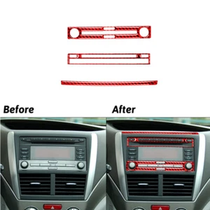 3x Red Carbon Fiber Interior CD Console Cover Trim For Subaru Forester 2009-2013 - Imagen 1 de 12
