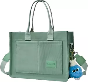 Canvas Tote Bag for Women with Pockets, Laptop Work Crossbody Purses Everything  - Picture 1 of 12