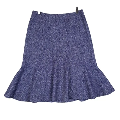 Falda para mujer Ann Taylor 10 púrpura Chevron tweed mezcla de lana cintura caída volantes Foto 1 de 4