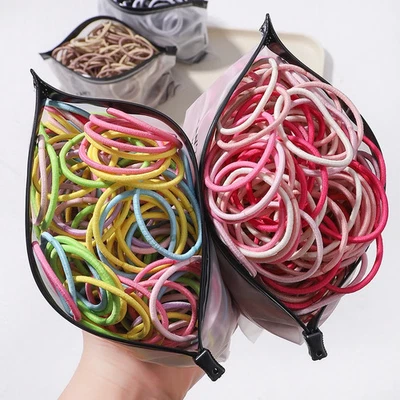 Bandas elásticas para el cabello coreanas con soporte de cola de caballo con banda de goma grande para niñas 30/50/100 piezas Foto 1 de 4