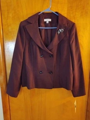 Blazer Amanda Smith Trajes Borgoña Ciruela Estrás Broche Talla 14 Nuevo con Etiquetas Foto 1 de 4