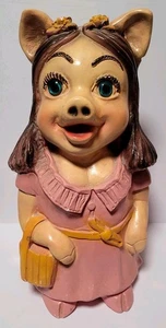 Vintage 1970er Little Miss Sparschwein 13" Kreidegeschirr Keramik Münzbank - Bild 1 von 5