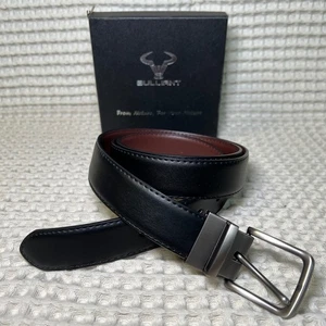 Cinturón de cuero reversible Bulliant para hombre negro marrón plateado hebilla talla 130 - Imagen 1 de 4