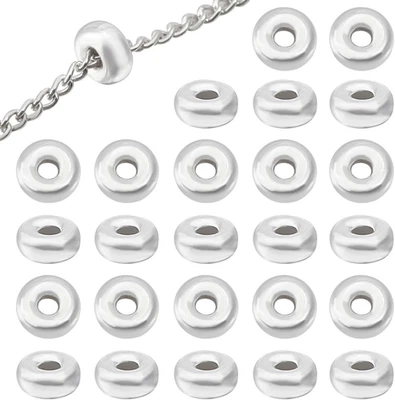30 piezas de cuentas espaciadoras de plata de ley 925, cuentas espaciadoras rondelle redondas planas de 4,5X2 mm Foto 1 de 4