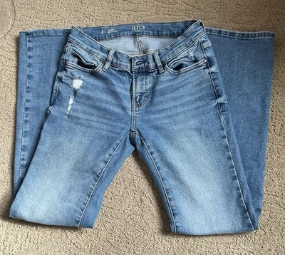 a.n.a Jeans Distressed Denim Light Wash Size 4 Low Rise Boot Cut - Image 1 of 2