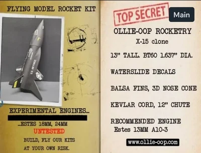 Estes X-15 Flying Model Rocket Kit NASA X-15 Model Rocket Clone New Sealed  - Image 1 of 3