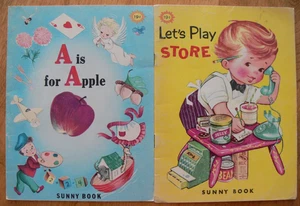 2 Vintage Sunny Books ~ LET'S PLAY STONE, A IS FOR APPLE (soft covers) - Imagen 1 de 18