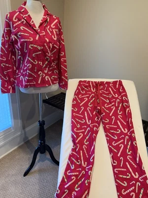 Antiguo conjunto de pijama azul marino pequeño s nuevo con etiquetas regalo bastones de caramelo 100% algodón franela bolsillo Foto 1 de 4