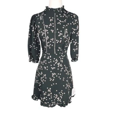 Mini Vestido Diseño Estampado de Estrellas Escalera Volantes Manga 1/2 Cuello Simulado Talla 2 Foto 1 de 4