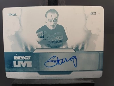 2013 TRISTAR TNA IMPACT WRESTLING LIVE STING AUTO PRINTING PLATE 1/1 CYAN #L6 - Image 1 of 2
