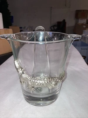 "Cubo de hielo vintage de cocodrilo y aluminio Arthur Court de 6 1/2"" cocodrilo cocodrilo" Foto 1 de 4