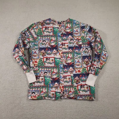 Barco Uniforms Scrub Jacket Womens Medium Christmas Snowman Print Warm-Up Cuffs - Image 1 of 4