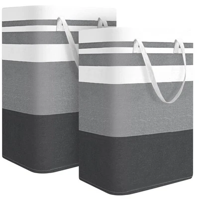 Paquete de 2 contenedores de lavandería extra grandes, cesta plegable portátil con asas largas Foto 1 de 4