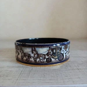 [En muy buen estado] Brazalete Brazalete Hermes Email GM Esmalte Motivo Cinta Caballo Blanco Azul Marino - Imagen 1 de 7
