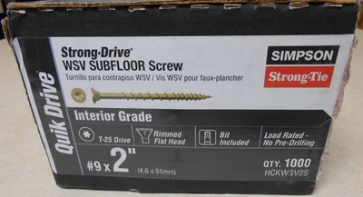 Винты напольные 1000 Simpson Strong-Tie #9 x 2 дюйма Strong-Drive T25 WSV желтые цинковые - Изображение 1 из 4