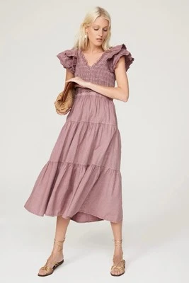 Vestido Sea New York Heidi Corazón Talla 2 Lila Midi Manga Acampanada Espalda Abierta Foto 1 de 4