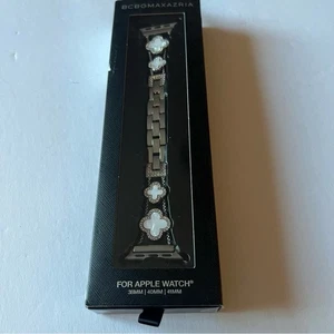 BCBGMaxAzria APPLE WATCH BAND SILVER CRYSTALS AND CLOVERS NWT - Picture 1 of 8