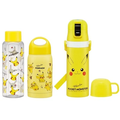 Skater Pokémon Water Bottle 3-Piece Set SKDC4 PDH4 SMC3 Pikachu Yellow JAPAN NEW - Image 1 of 4