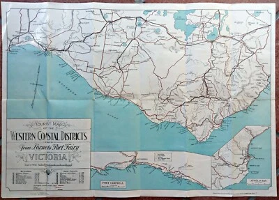 Rare 1933 Tourist Map of Lorne to Port Fairy, Apollo Bay, Victoria, Australia — 第 1/4 张图片