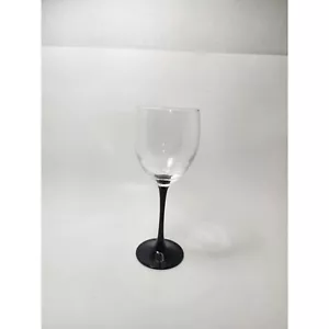 Vintage Luminarc Domino Black Stem Tall Water Wine Goblet 8 oz France - Picture 1 of 2