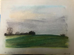 ::FRANZ EHMKE*1928-2018 DDR MALER °FELDLANDSCHAFT VON LÜBARS HÜGEL  ABENDS - Picture 1 of 4