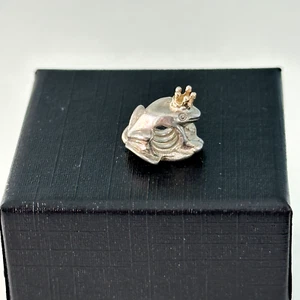 Chamilia 925 Sterling Silver & 14K Yellow Gold Frog Prince Vintage Bead Charm - Picture 1 of 10