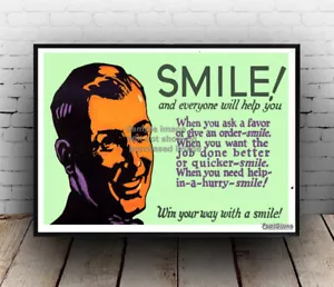 Smile : Old Inspirational quote Poster reproduction - Picture 1 of 2