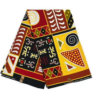 Tela africana estampado tribal Ankara yardas 100 % algodón rojo blanco material - Imagen 1 de 12