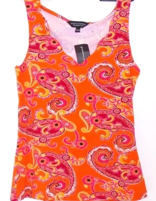 Dorothy Perkins Paisley Vest orange pink floral cotton top Size 10 New Tags BNWT - Image 1 of 4
