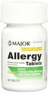 Major Allergie Relief Chlorpheniramin Maleat Antihistaminikum Tabs 4 mg 100ct x 2 - Bild 1 von 1